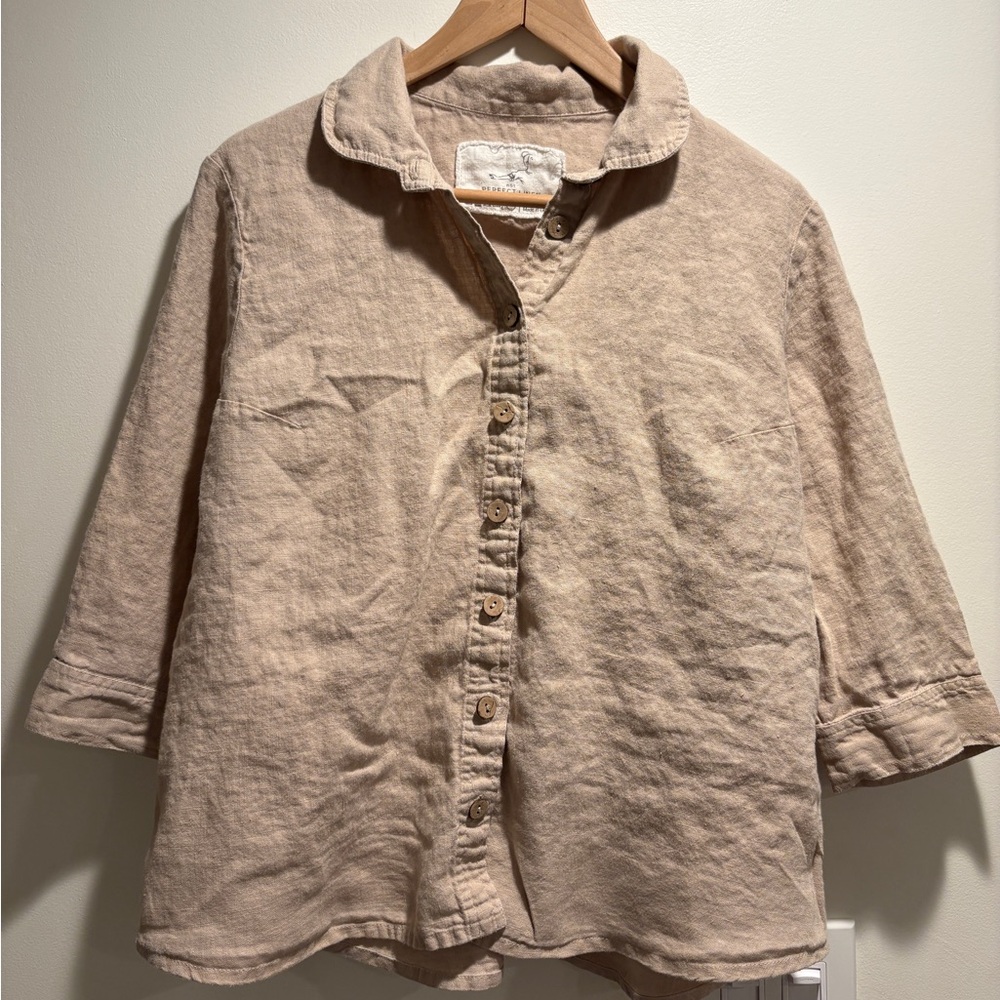 notPERFECTLINEN 3/4 sleeve Marle in Oat Milk - M/L